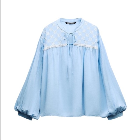 New ZARA Embroidered Blouse - Picture 1 of 5